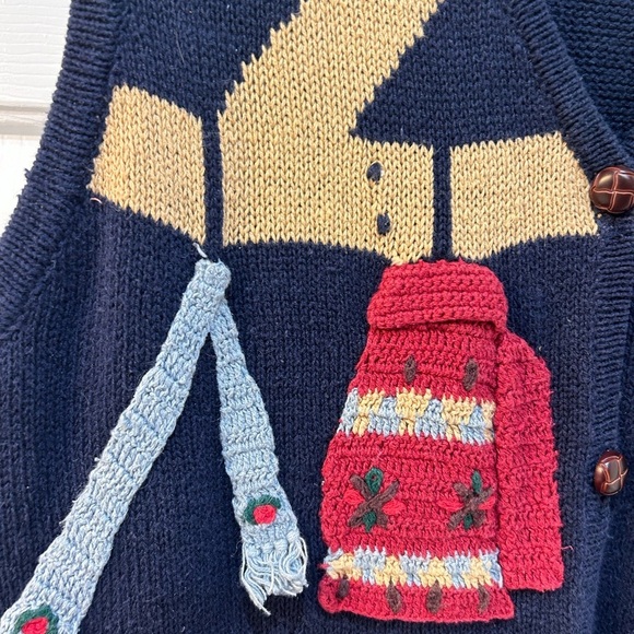 Capacity Vintage 80’s Ramie Cotton Farm Vest Sz L Chicken Apple Granny Teacher - Picture 7 of 10